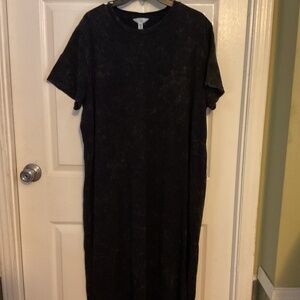 Black Mineral Wash Maxi Dress